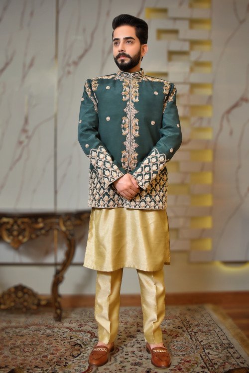 Designed for the gentleman who seeks a sharp, tailored silhouette blended with the grandeur of traditional craftsmanship, these pieces are the ultimate choice for grand celebrations and festive evenings.